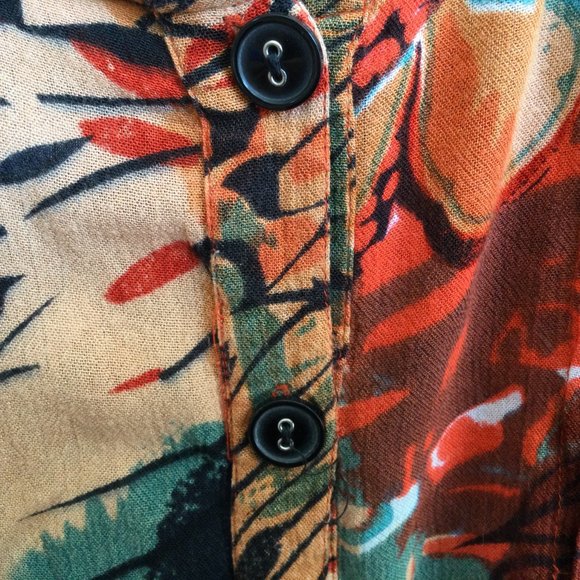 Roaman’s 16W Tropical Vacation Short Sleeve Button Up Top Tunic - Picture 4 of 11